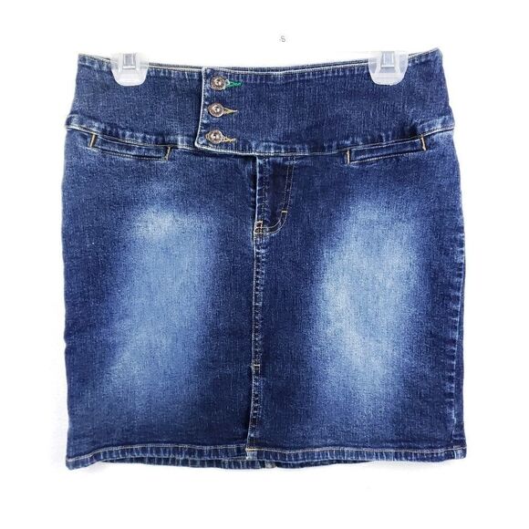 Tommy Hilfiger high waist blue denim mini skirt 7 - Picture 1 of 5